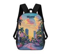 sinyumoney Miami USA Cityscape with Palm Trees Mochila Escolar Infantil Impresa En 3D Para Niños, Mochilas De Viaje, Bolsas Para Libros, Mochila Escolar Infantil 17inch