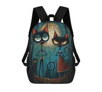 sinyumoney Midnight Whiskers Steampunk Cat Duo Mochila Escolar Infantil Impresa En 3D Para Niños, Mochilas De Viaje, Bolsas Para Libros Para Niños Estudiantes De Primaria 17inch