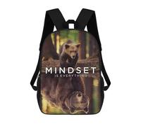 sinyumoney Mindset Is Everything Bear Mochila Escolar Mochila De Papelería De Moda Mochila Impermeable Mochilas Informales Para El Día A Día - Perfecta Para Viajes, Trabajo Y Uso Diario 17inch