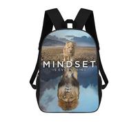 sinyumoney Mindset Is Everything Lion Mochila Escolar Infantil Impresa En 3D Para Niños, Mochila De Viaje De Alta Capacidad, Mochilas Para Libros De 17 Pulgadas Para Niños