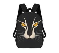 sinyumoney Minimalist Cat Vector Portrait with Golden Eyes Mochila Escolar Infantil Impresa En 3D 17inch Mochilas Escolares Para Niños, Estilo Casual Y Moderno, Mochilas De Viaje De Alta Capacidad