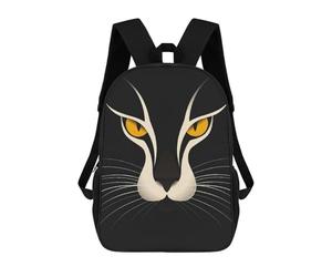 sinyumoney Minimalist Cat Vector Portrait with Golden Eyes Mochila Escolar Mochilas Escolares Para Niñas Y Niños Mochila Con Bolsillo Mochila Escolar De Moda Para Niños 17inch