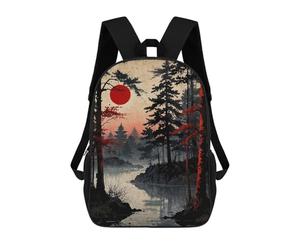 sinyumoney Misty Red Moon Mochilas Para Niños, Mochilas Escolares Personalizadas En 3D Para Niños Y Niñas, Mochilas Escolares Grandes, Mochilas Informales Para El Día A Día 17inch