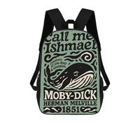 sinyumoney Moby Dick Book Cover Art Mochila Escolar Mochila Para Niños Impresa En 3D Mochilas Infantiles Para Niños Y Niñas Mochilas Escolares Mochilas De Viaje Para Niños 17inch
