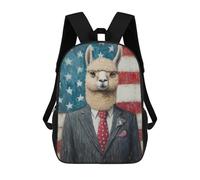 sinyumoney Mochila 17inch Impresa En 3D Alpaca in Suit with American Flag-1 Mochilas Escolares Ligeras De Viaje Para Niños Y Niñas, Ideales Para Estudiantes De Secundaria.