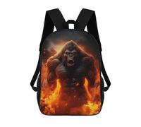 sinyumoney Mochila 17inch Impresa En 3D Angry Evil Gorilla Fire Mochilas Escolares Ligeras De Viaje Para Niños Y Niñas, Ideales Para Estudiantes De Secundaria.