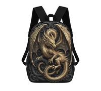 sinyumoney Mochila 17inch Impresa En 3D Art Deco Golden Dragon Mochilas Escolares Ligeras De Viaje Para Niños Y Niñas, Ideales Para Estudiantes De Secundaria.