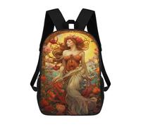 sinyumoney Mochila 17inch Impresa En 3D Art Nouveau Floral Fantasy Mochilas Escolares Ligeras De Viaje Para Niños Y Niñas, Ideales Para Estudiantes De Secundaria.