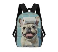 sinyumoney Mochila 17inch Impresa En 3D Bath Time Fun French Bulldog with Toilet Paper Mochilas Escolares Ligeras De Viaje Para Niños Y Niñas, Ideales Para Estudiantes De Secundaria.