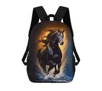 sinyumoney Mochila 17inch Impresa En 3D Black Horse Mochilas Escolares Ligeras De Viaje Para Niños Y Niñas, Ideales Para Estudiantes De Secundaria.