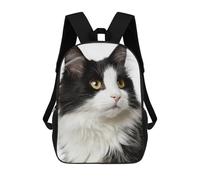 sinyumoney Mochila 17inch Impresa En 3D Black & White Fluffy Cat-1 Mochilas Escolares Ligeras De Viaje Para Niños Y Niñas, Ideales Para Estudiantes De Secundaria.