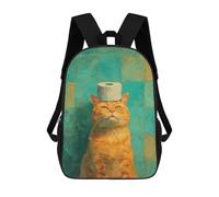 sinyumoney Mochila 17inch Impresa En 3D Cat with Toilet Paper Hat Mochilas Escolares Ligeras De Viaje Para Niños Y Niñas, Ideales Para Estudiantes De Secundaria.
