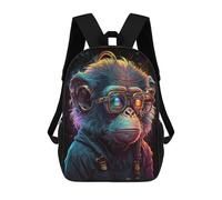 sinyumoney Mochila 17inch Impresa En 3D Charming Chimpanzee with Glasses Mochilas Escolares Ligeras De Viaje Para Niños Y Niñas, Ideales Para Estudiantes De Secundaria.