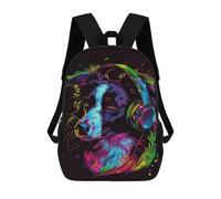 sinyumoney Mochila 17inch Impresa En 3D Colorful Dog Headphones Art -7 Mochilas Escolares Ligeras De Viaje Para Niños Y Niñas, Ideales Para Estudiantes De Secundaria.