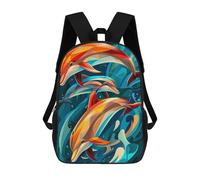 sinyumoney Mochila 17inch Impresa En 3D Colorful Dolphins Swimming in Blue Water Mochilas Escolares Ligeras De Viaje Para Niños Y Niñas, Ideales Para Estudiantes De Secundaria.