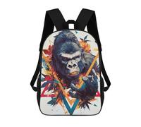 sinyumoney Mochila 17inch Impresa En 3D Colorful Gorilla Portrait with Geometric Shapes Mochilas Escolares Ligeras De Viaje Para Niños Y Niñas, Ideales Para Estudiantes De Secundaria.
