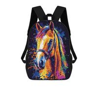 sinyumoney Mochila 17inch Impresa En 3D Colorful Horse Art Print-1 Mochilas Escolares Ligeras De Viaje Para Niños Y Niñas, Ideales Para Estudiantes De Secundaria.