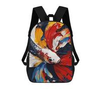sinyumoney Mochila 17inch Impresa En 3D Colorful Koi Fish Painting-3 Mochilas Escolares Ligeras De Viaje Para Niños Y Niñas, Ideales Para Estudiantes De Secundaria.