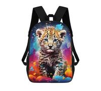 sinyumoney Mochila 17inch Impresa En 3D Colorful Leopard Cub Art Print Mochilas Escolares Ligeras De Viaje Para Niños Y Niñas, Ideales Para Estudiantes De Secundaria.