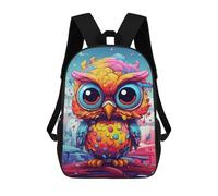sinyumoney Mochila 17inch Impresa En 3D Colorful Owl Art Print-4 Mochilas Escolares Ligeras De Viaje Para Niños Y Niñas, Ideales Para Estudiantes De Secundaria.