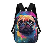 sinyumoney Mochila 17inch Impresa En 3D Colorful Pug Art Print-6 Mochilas Escolares Ligeras De Viaje Para Niños Y Niñas, Ideales Para Estudiantes De Secundaria.