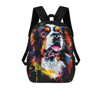 sinyumoney Mochila 17inch Impresa En 3D Colorful Saint Bernard Dog Art Print Mochilas Escolares Ligeras De Viaje Para Niños Y Niñas, Ideales Para Estudiantes De Secundaria.