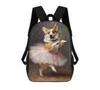 sinyumoney Mochila 17inch Impresa En 3D Corgi Ballerina Mochilas Escolares Ligeras De Viaje Para Niños Y Niñas, Ideales Para Estudiantes De Secundaria.