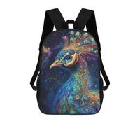 sinyumoney Mochila 17inch Impresa En 3D Cosmic Peacock Art Print Mochilas Escolares Ligeras De Viaje Para Niños Y Niñas, Ideales Para Estudiantes De Secundaria.