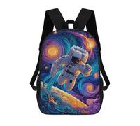 sinyumoney Mochila 17inch Impresa En 3D Cosmic Surfing Astronaut Mochilas Escolares Ligeras De Viaje Para Niños Y Niñas, Ideales Para Estudiantes De Secundaria.