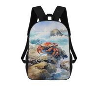 sinyumoney Mochila 17inch Impresa En 3D Crab Watercolor Mochilas Escolares Ligeras De Viaje Para Niños Y Niñas, Ideales Para Estudiantes De Secundaria.