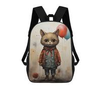 sinyumoney Mochila 17inch Impresa En 3D Cute Cat with Balloons Mochilas Escolares Ligeras De Viaje Para Niños Y Niñas, Ideales Para Estudiantes De Secundaria.