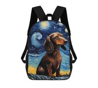 sinyumoney Mochila 17inch Impresa En 3D Dachshund Van Gogh Mochilas Escolares Ligeras De Viaje Para Niños Y Niñas, Ideales Para Estudiantes De Secundaria.