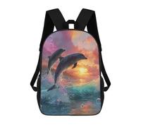 sinyumoney Mochila 17inch Impresa En 3D Dolphins Leaping at Sunset -1 Mochilas Escolares Ligeras De Viaje Para Niños Y Niñas, Ideales Para Estudiantes De Secundaria.