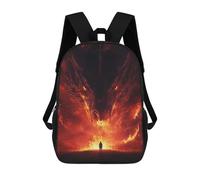 sinyumoney Mochila 17inch Impresa En 3D Dragon Vs. Man Epic Battle Mochilas Escolares Ligeras De Viaje Para Niños Y Niñas, Ideales Para Estudiantes De Secundaria.