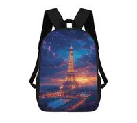 sinyumoney Mochila 17inch Impresa En 3D Eiffel Tower Night Lights Mochilas Escolares Ligeras De Viaje Para Niños Y Niñas, Ideales Para Estudiantes De Secundaria.