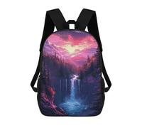 sinyumoney Mochila 17inch Impresa En 3D Enchanted Waterfall Sunset Mochilas Escolares Ligeras De Viaje Para Niños Y Niñas, Ideales Para Estudiantes De Secundaria.