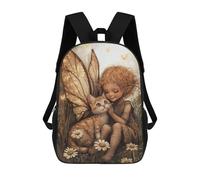 sinyumoney Mochila 17inch Impresa En 3D Fairy with Cat in Garden-1 Mochilas Escolares Ligeras De Viaje Para Niños Y Niñas, Ideales Para Estudiantes De Secundaria.