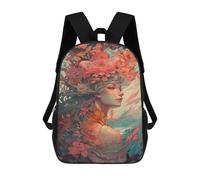 sinyumoney Mochila 17inch Impresa En 3D Fantasy Floral Portrait Artwork-2 Mochilas Escolares Ligeras De Viaje Para Niños Y Niñas, Ideales Para Estudiantes De Secundaria.