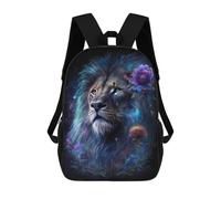 sinyumoney Mochila 17inch Impresa En 3D Fantasy Lion with Flowers Mochilas Escolares Ligeras De Viaje Para Niños Y Niñas, Ideales Para Estudiantes De Secundaria.