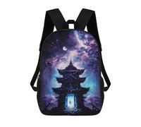 sinyumoney Mochila 17inch Impresa En 3D Fantasy Pagoda Night Sky Mochilas Escolares Ligeras De Viaje Para Niños Y Niñas, Ideales Para Estudiantes De Secundaria.