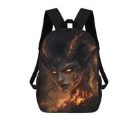 sinyumoney Mochila 17inch Impresa En 3D Fiery Demon Portrait Mochilas Escolares Ligeras De Viaje Para Niños Y Niñas, Ideales Para Estudiantes De Secundaria.