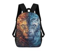 sinyumoney Mochila 17inch Impresa En 3D Fire & Ice Lion Art Print -2 Mochilas Escolares Ligeras De Viaje Para Niños Y Niñas, Ideales Para Estudiantes De Secundaria.