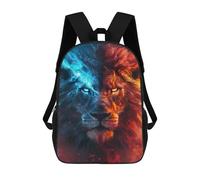 sinyumoney Mochila 17inch Impresa En 3D Fire & Ice Lion Art Print -7 Mochilas Escolares Ligeras De Viaje Para Niños Y Niñas, Ideales Para Estudiantes De Secundaria.