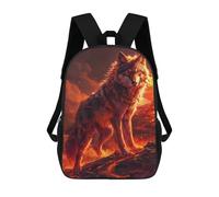 sinyumoney Mochila 17inch Impresa En 3D Flaming Wolf Artwork Mochilas Escolares Ligeras De Viaje Para Niños Y Niñas, Ideales Para Estudiantes De Secundaria.