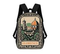 sinyumoney Mochila 17inch Impresa En 3D Florence Italy Vintage Travel Poster Mochilas Escolares Ligeras De Viaje Para Niños Y Niñas, Ideales Para Estudiantes De Secundaria.