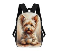 sinyumoney Mochila 17inch Impresa En 3D Fluffy Yorkie with Steamy Cup Mochilas Escolares Ligeras De Viaje Para Niños Y Niñas, Ideales Para Estudiantes De Secundaria.