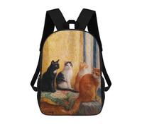 sinyumoney Mochila 17inch Impresa En 3D Four Cats on A Window Sill Mochilas Escolares Ligeras De Viaje Para Niños Y Niñas, Ideales Para Estudiantes De Secundaria.