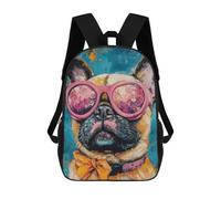sinyumoney Mochila 17inch Impresa En 3D Frenchie with Pink Glasses Mochilas Escolares Ligeras De Viaje Para Niños Y Niñas, Ideales Para Estudiantes De Secundaria.