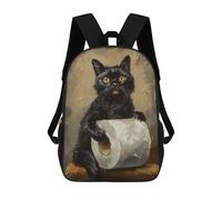 sinyumoney Mochila 17inch Impresa En 3D Funny Cat Toilet Paper Mochilas Escolares Ligeras De Viaje Para Niños Y Niñas, Ideales Para Estudiantes De Secundaria.