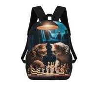 sinyumoney Mochila 17inch Impresa En 3D Funny Cats Playing Chess Mochilas Escolares Ligeras De Viaje Para Niños Y Niñas, Ideales Para Estudiantes De Secundaria.